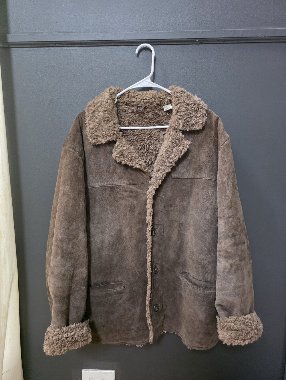 Vtg 90s Marlboro Country Store Suede Sherpa Rancher Jacket M Chest Yoke Stitch
